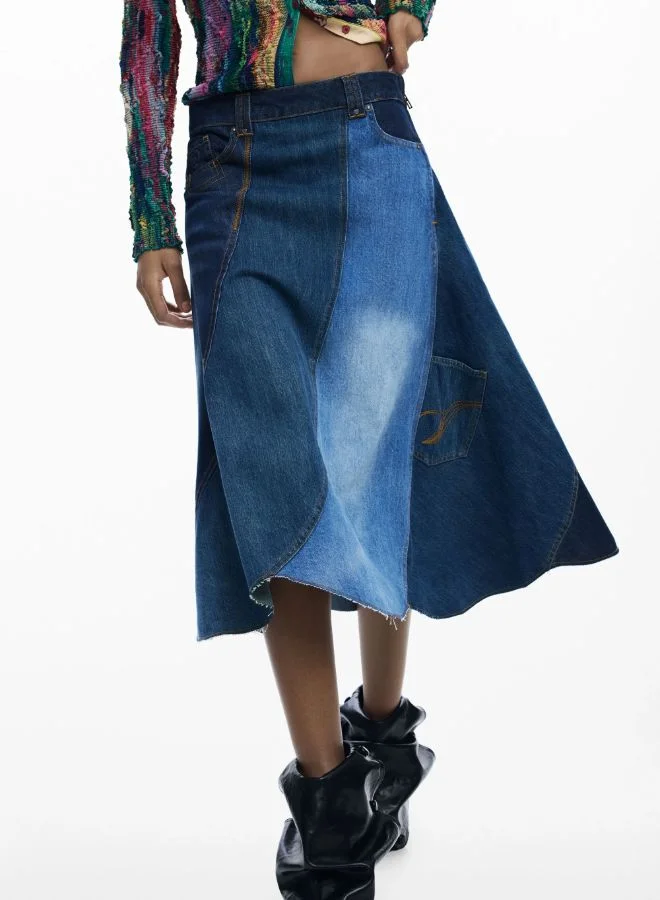 DESIGUAL Denim Patch Skirt